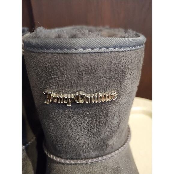 JUICY COUTURE JC-KICKS Gray GRAFFITI WINTER BOOTS WOMENs Sz 10 pull on fur lined - Picture 3 of 6